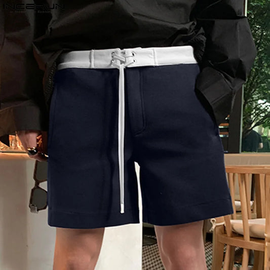 INCERUN 2024 Shorts de style coréen Été Hommes Personnalité Couleur Contrastée Design Shorts Élégant Streetwear Tout-match Shorts S-5XL