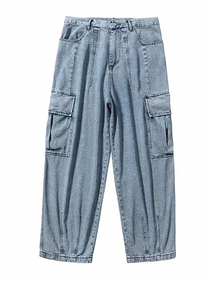 HOUZHOU Baggy Jeans Pantalons Hommes Denim Pantalons Noir Pantalon Large Jambe Hommes Jeans Lâche Décontracté Coréen Streetwear Hip Hop Harajuku