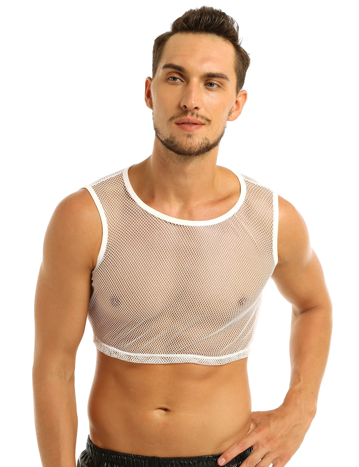 YiZYiF Sexy Mens Mesh See Through T Shirts Transparent Tops Tees Sexy Man Tshirt Singlet Male clubwear Clothes T-shirt Clothing