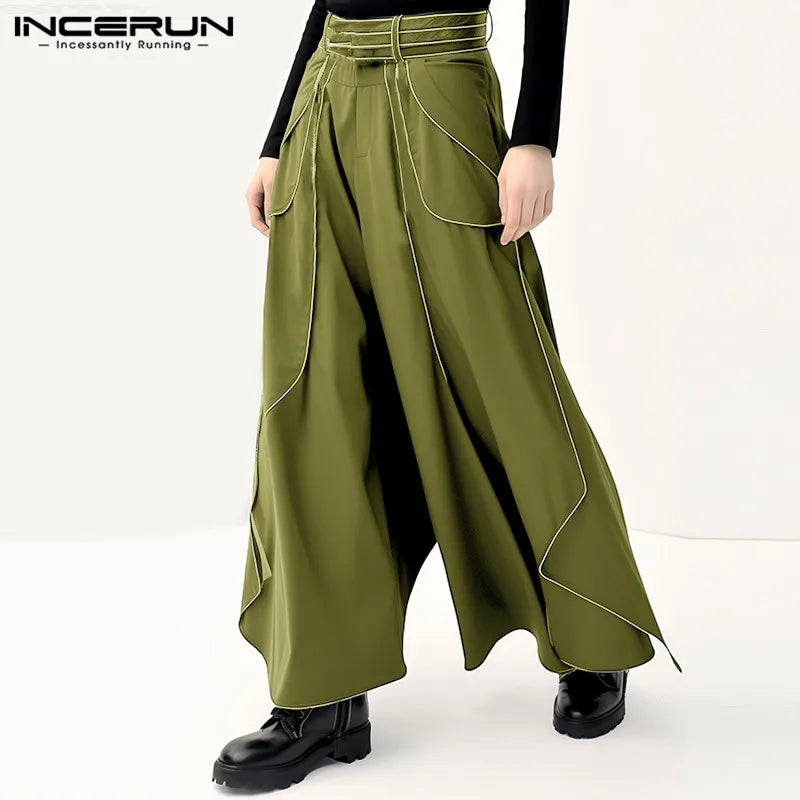 Stylish Simple Style Mens Pantalons INCERUN Deconstructive Multi Piece Design Pant Male Streetwear Loose Wide Leg Trousers S-5XL