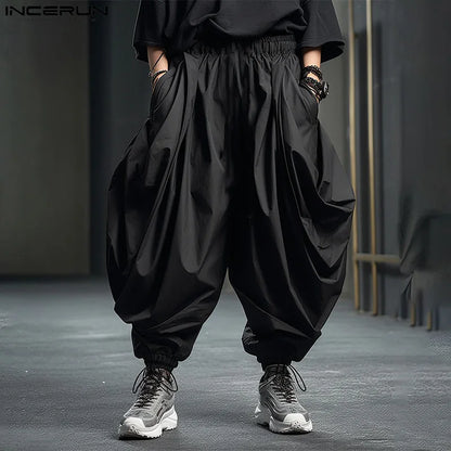 INCERUN 2024 Neue Koreanische Stil Männer Hosen Lose Feste Breite Bein Design Lange Hosen Casual Streetwear Männlichen Solide Pantalons S-5XL