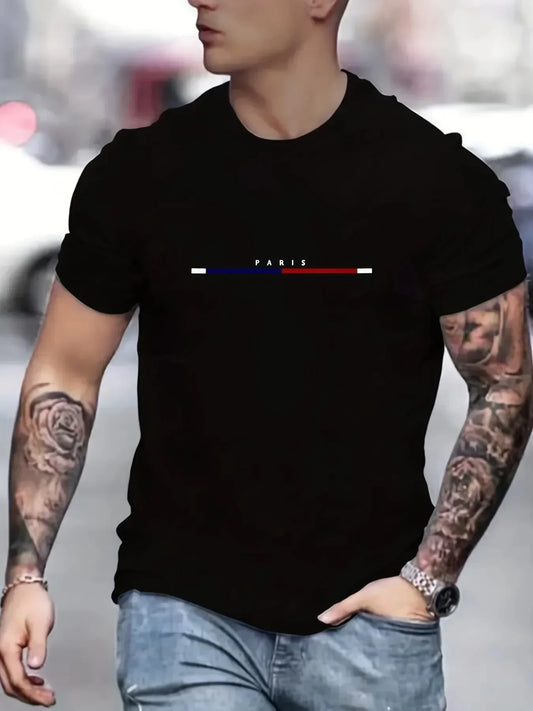 Paris Short Sleeve Men's T-shirt 100% Cotton High Qualityloose Tops Big Clothes for Menluxury Fashionbrands