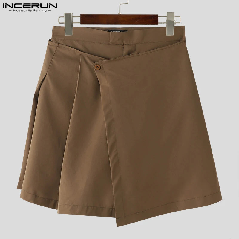 INCERUN 2024 Shorts de style coréen pour hommes Shorts de conception superposée de mode Shorts décontractés de rue pour hommes Shorts plissés solides tout-match S-5XL