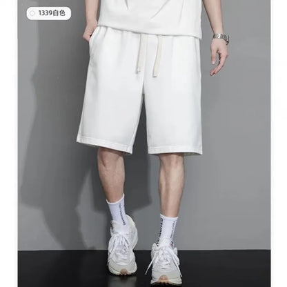 HOUZHOU Men's Summer Sports shorts Lacing Thin Sports Shorts Solid Loose Plus Size Five Piece Pants Casual Fashion Men Clothing