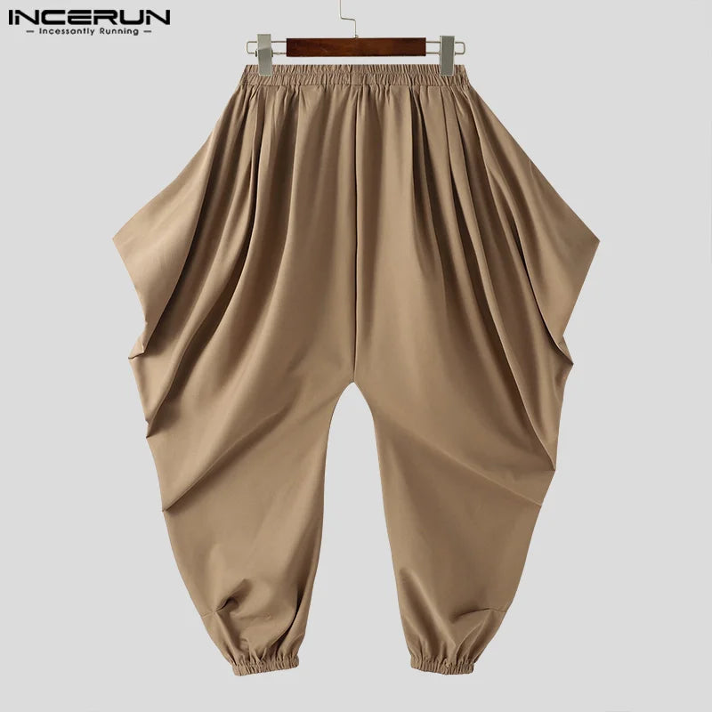 Männer Unregelmäßige Hosen Solide Elastische Taille Jogger Lose Hosen Männer Streetwear 2024 Drop-gabelung Casual Harem Hosen INCERUN S-5XL