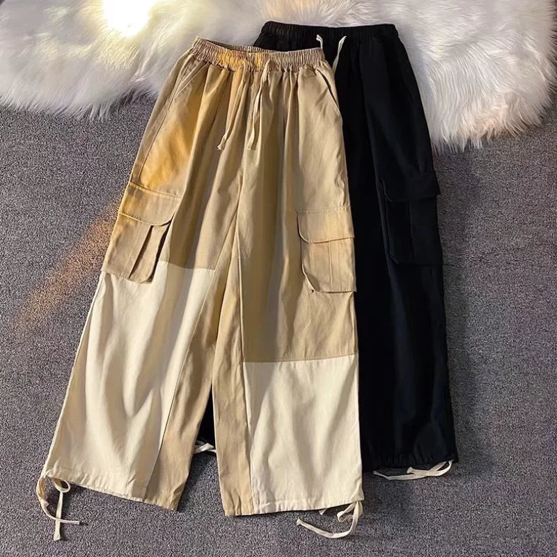 HOUZHOU Baggy Schwarze Cargohose für Herren Khaki Cargohose Männlich Harajuku Locker Lässig Herbst Japanische Streetwear Hip Hop Retro