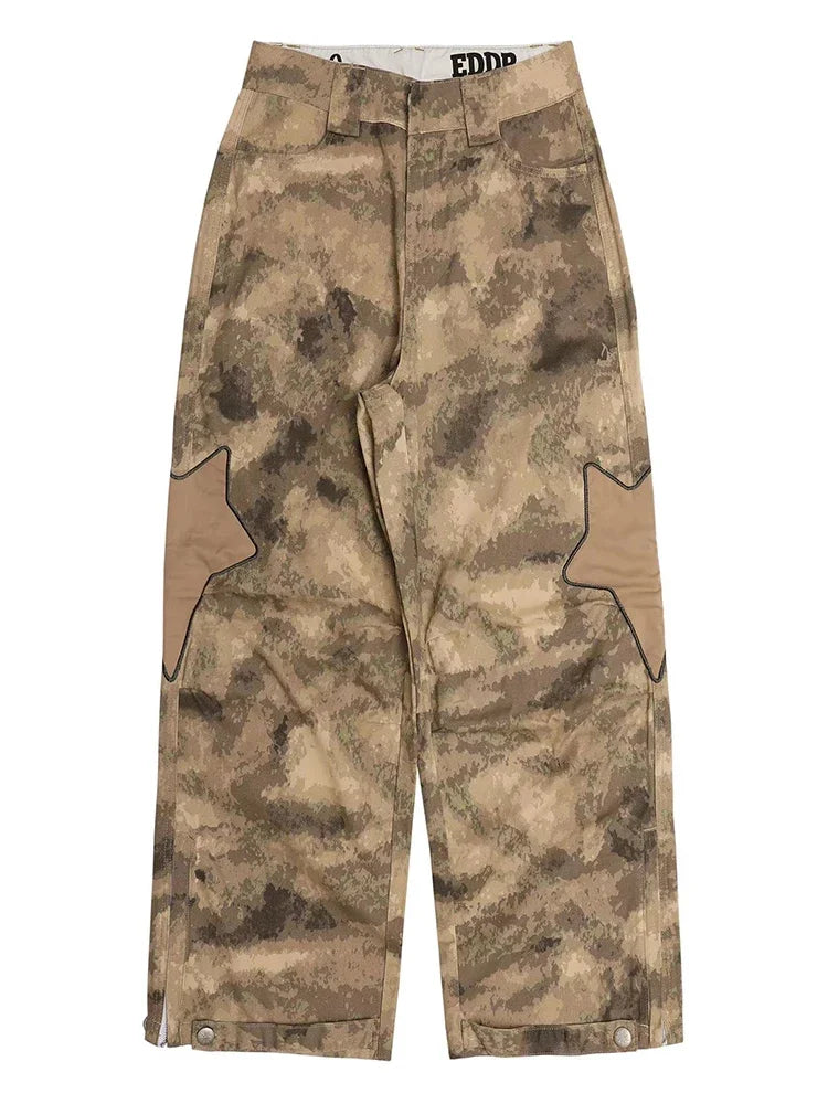 HOUZHOU Camouflage Cargo Pants Men Baggy Camo Trousers Male Y2K Star Oversize Loose Casual Vintage Streetwear Hip Hop 4XL