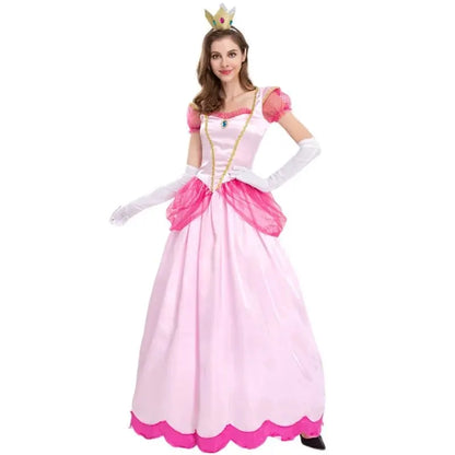 New Princess Dress Palace Party Queen Skirt Pink Peach Blossom Clothes Anime Halloween Costumes for Women