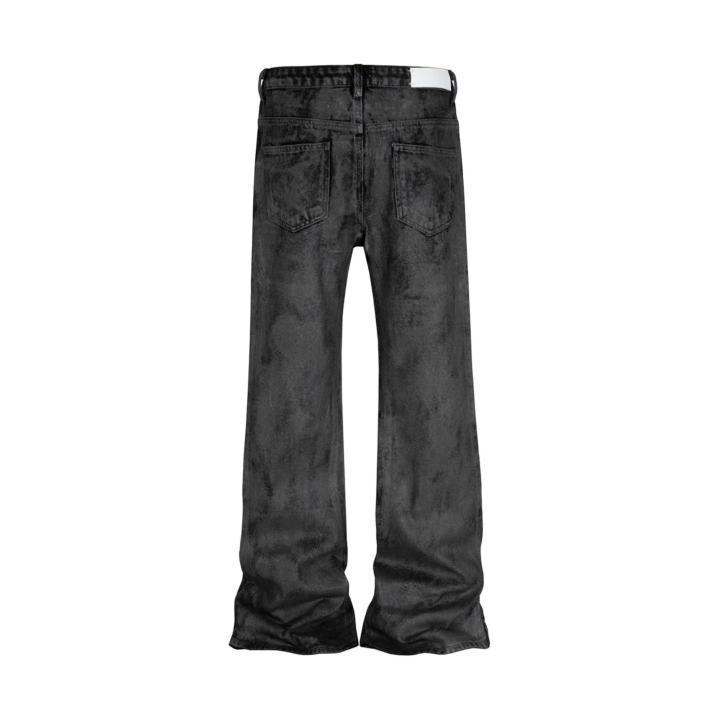 High Street Handgebürsteter Kleber Funkelnde Baggy Flare Jeans für Männer Y2k Pantalones Hombre Lederhosen Übergroße Jeanshosen