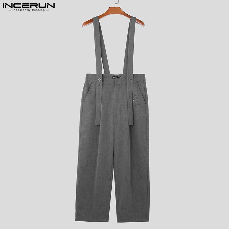 INCERUN 2023 Korean Style New Men's Fashionable Solid Rompers Casual Streetwear Male Hot Selling All-match Cargo Jumpsuits S-5XL