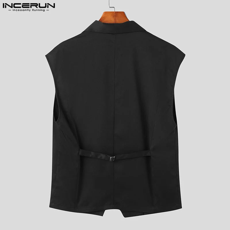 INCERUN Tops 2023 Style coréen Beaux hommes costumes gilets décontractés streetwear homme solide tout-match simple sans manches gilet S-5XL