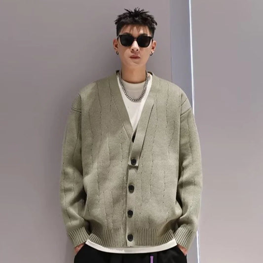 HOUZHOU Strickjacke Herren Pullover im koreanischen Stil im alten Stil für Herbst und Winter, lockere, lässige Herren-Streetwear