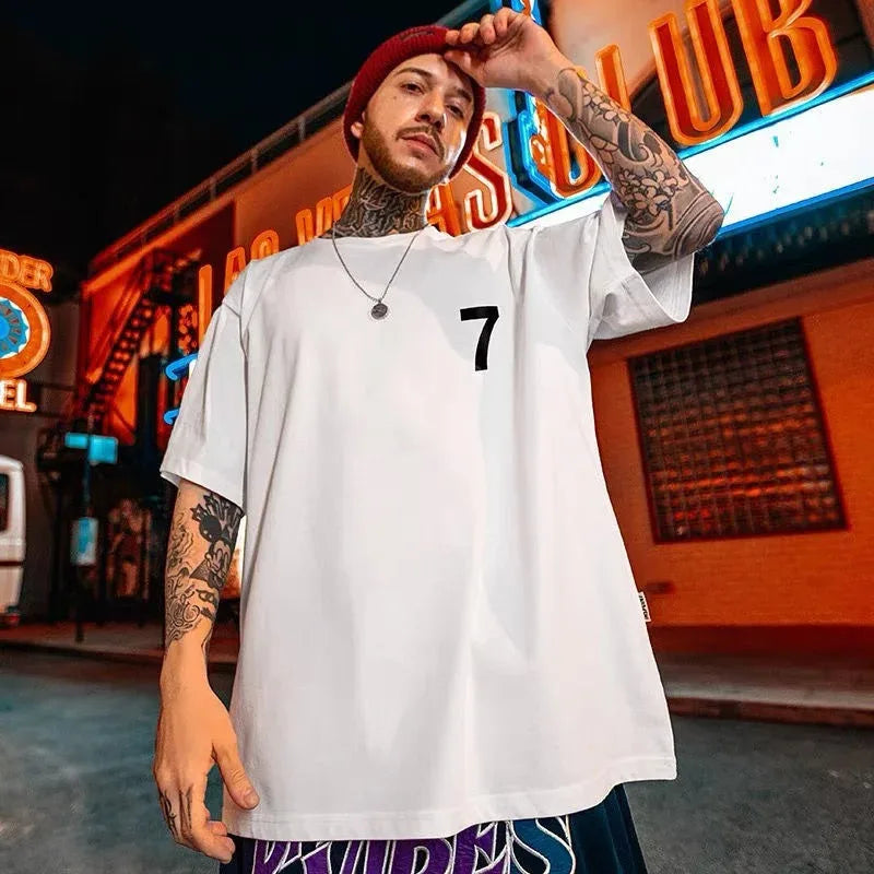 2023 New  High Street Seven Letter Printed T Shirt for Men Summer Crewneck Short Sleeve Tee Shirt Homme Hip Hop Y2K  T-shirt