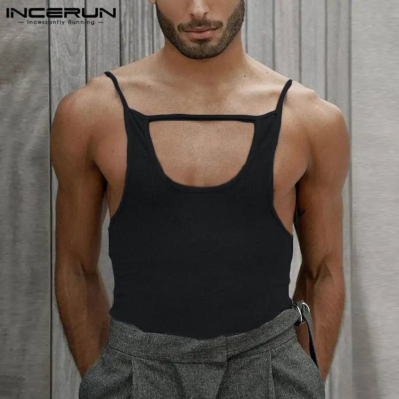 INCERUN Tops 2022 American Style New Men's Sexy Leisure Vests Casual Streetwear Tank Tops Male Solid Comfortable Waistcoat S-5XL