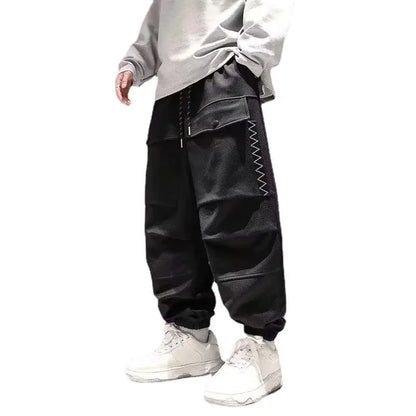 HOUZHOU Korean Cargo Pants Men Japanese Streetwear Oversize Sweatpants Harajuku Casual Joggers Kpop Trendy Trousers Hip Hop