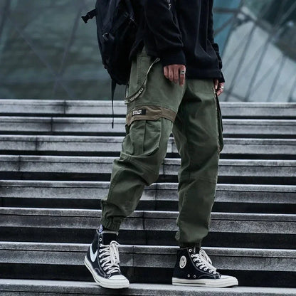 HOUZHOU Techwear Cargo Pants Men Pockets Hip Hop Joggers Japanese Streetwear Green Black Trousers Male Loose Casual Outwear