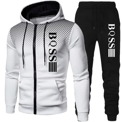 Men Clothing Spotted Sweatshirt Suit Hoodie and Pants Suit Mens Fashion Suits Men's Winter Clothes New Two Piece Set