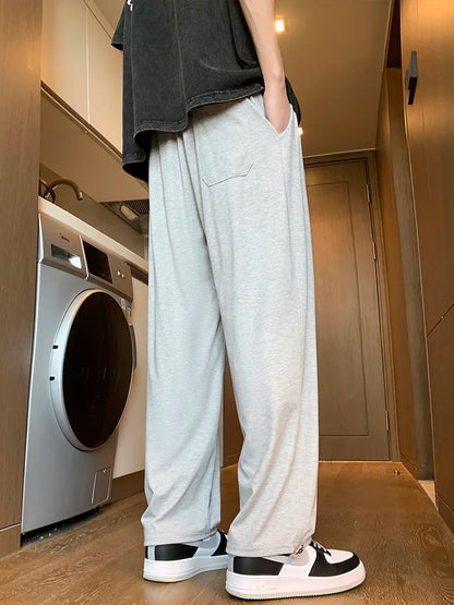 HOUZHOU Gray Sweatpants for Men Autumn Baggy Fashion Oversize Sports Pants Balck Trousers Male Joggers Streetwear Sportswear