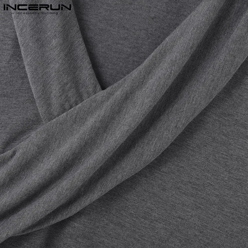 INCERUN Tops 2024 American Style Fashion Men Deconstruction Design V-neck Vests Casual Clubwear Solid Sleeveless Tank Tops S-5XL