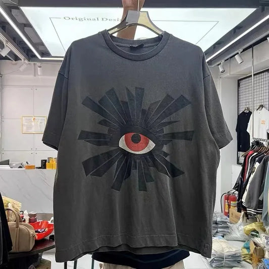 Summer Creative Fun Eye Foam Printed Short Sleeve T-shirt Men's High Quality Cotton Loose Oversized T-shirt Top Short Sleeve Top