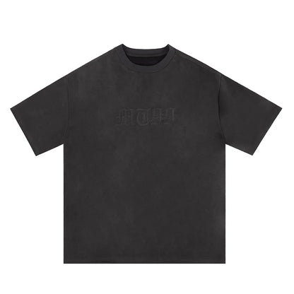 T-shirts d'été en daim à col rond avec broderie de lettres originales pour hommes et femmes, à manches courtes, streetwear, décontractés, surdimensionnés