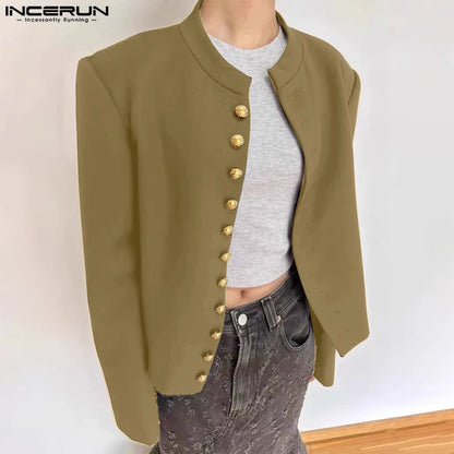 Modische, gut sitzende Oberteile INCERUN Herren-Anzugmäntel mit einreihigem Knopfdesign, lässig, einfarbig, langärmelig, Strickjacke, Blazer, S-5XL 2024