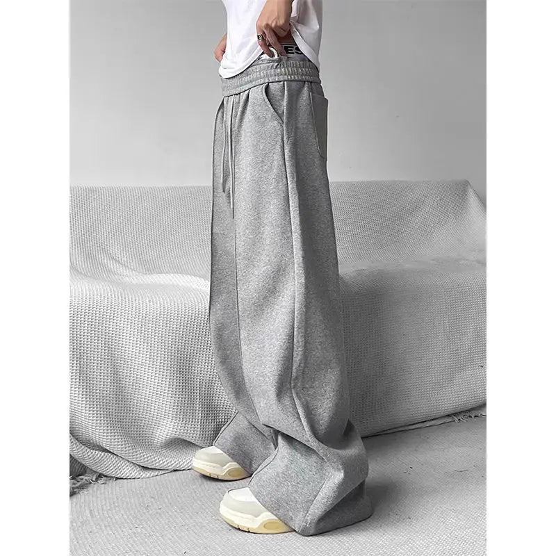 HOUZHOU Wide Leg Sweatpants Men Oversize Gray Sports Pants Sportswear Casual Trousers Male Loose Korean Streetwear Hip Hop