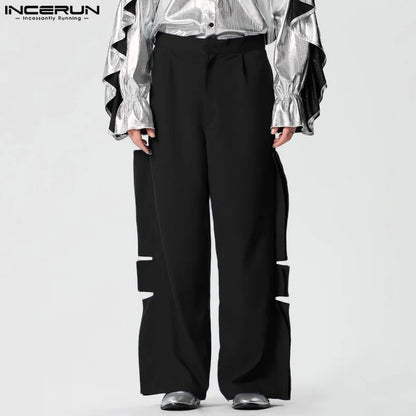 INCERUN 2024 Hosen im amerikanischen Stil Neue Männer Persönlichkeit Dekonstruktion Design Hosen Casual Clubwear Männlich Solide Pantalons S-5XL