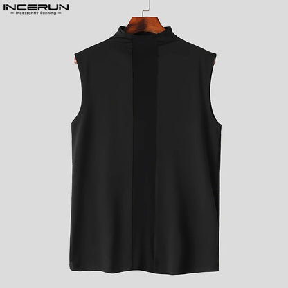 Handsome Well Fitting Tops INCERUN Men's Mesh Patchwork Design Vests Casual Streetwear Hot Sale Sleeveless Tank Tops S-5XL 2024