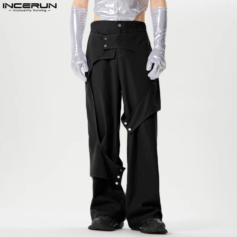 INCERUN 2024 Herrenhose im amerikanischen Stil, dekonstruktives Design, lässige Streetwear, All-Match-Pantalons mit weitem Bein, S-5XL