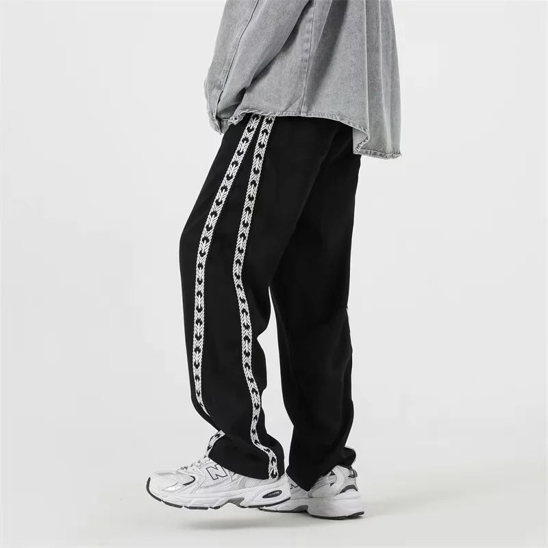 HOUZHOU Men's Sweatpants Loose Side Striped Splice Guard Pants Joggers Wide Leg Trousers Male Casual Korean Streetwear Hip Hop