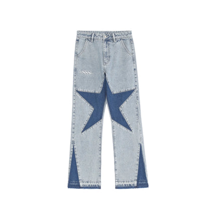 HOUZHOU Y2K Star Jeans Hommes Patchwork Denim Pantalon Homme Lâche Pantalon Décontracté Coréen Japonais Streetwear Hip Hop hommes vêtements