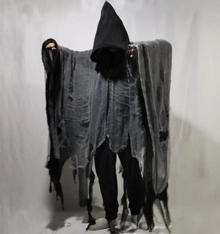 Costume unisexe d'Halloween fantôme détraqueurs Cosplay gothique horreur zombie en lambeaux capes à capuche accessoires de fête du jour des morts capes