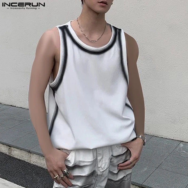 Stylish Casual Style Tops INCERUN Mens Personality Graffiti Printed Vests Summer Streetwear All-match Sleeveless Tank Tops S-5XL