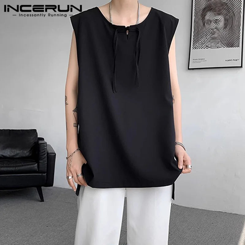 Handsome New Men's Tops INCERUN 2024 Street Hanging Buckle Design Vests Summer Casual Simple Solid Color O-neck Tank Tops S-5XL