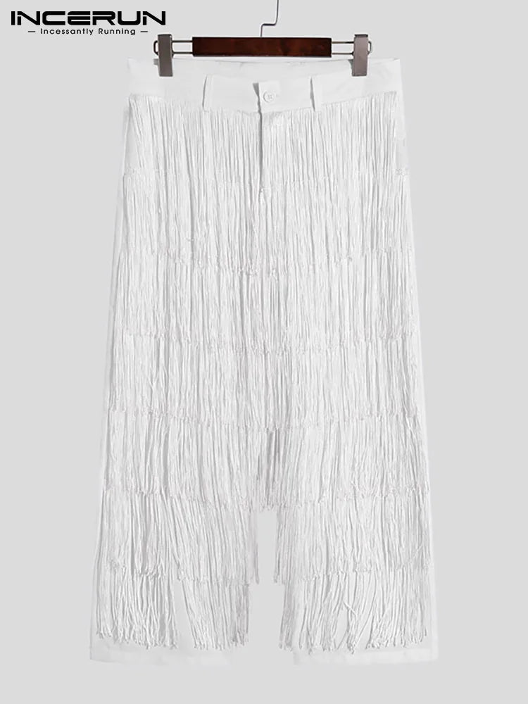 INCERUN 2023 American Style Sexy Casual New Men Fringed Trousers Stylish Male Streetwear Wear Loose Comfortable Pantalons S-5XL