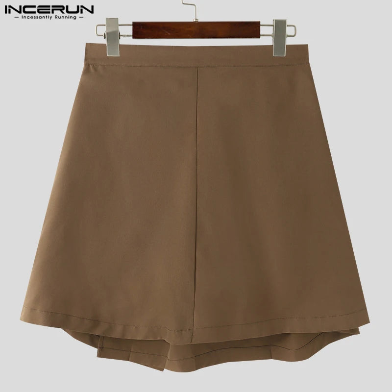 INCERUN 2024 Shorts de style coréen pour hommes Shorts de conception superposée de mode Shorts décontractés de rue pour hommes Shorts plissés solides tout-match S-5XL