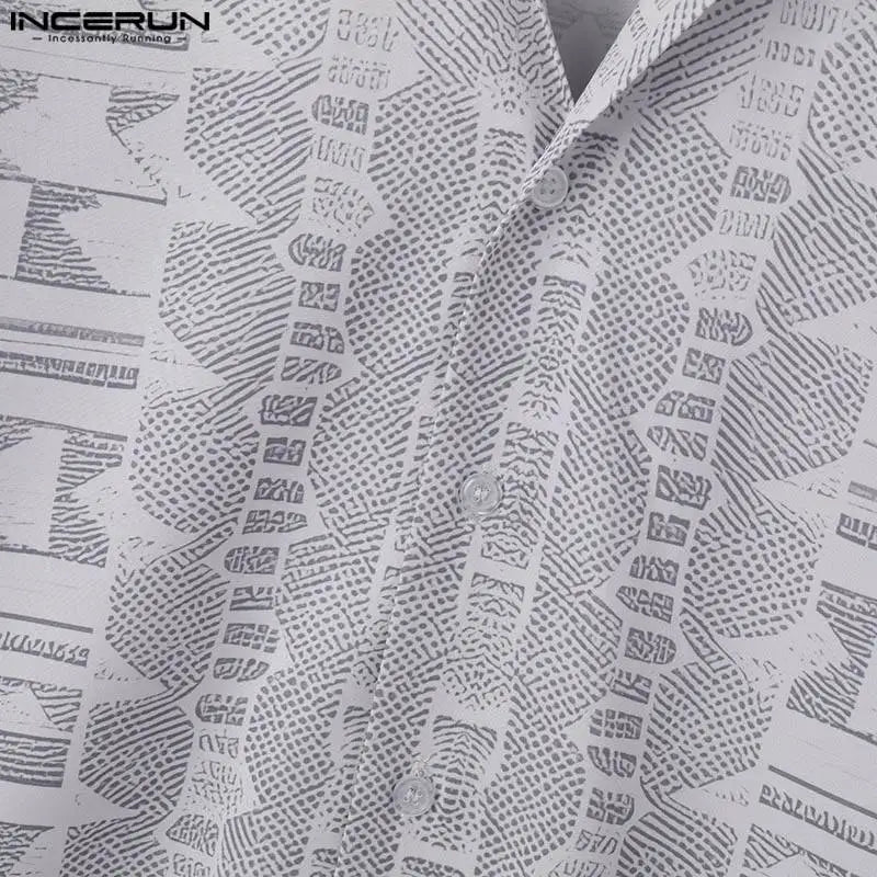 INCERUN 2024 Korean Style Sets Men's Summer Short Sleeved Shirts Shorts Fashion Sexy Male Irregular Printed Two-piece Sets S-5XL