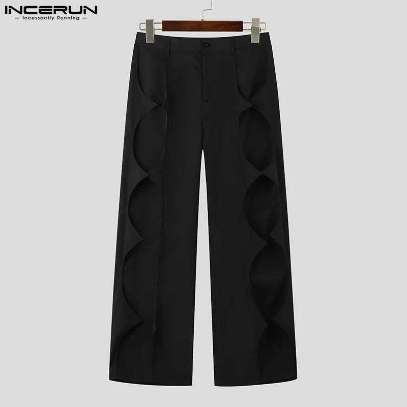 INCERUN 2023 Amerikanischen Stil Neue Herren Pantalons Modische Spiky Stil Hosen Casual Solide Einfache Alle-spiel Lange Hosen S-5XL