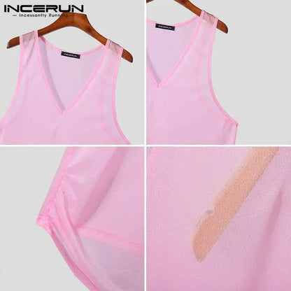 INCERUN Tops 2024 American Style Fashion Men's Personality Deconstruction Vests Casual Clubwear Hot Selling Thin Tank Tops S-5XL