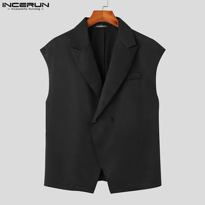 INCERUN Tops 2023 Style coréen Beaux hommes costumes gilets décontractés streetwear homme solide tout-match simple sans manches gilet S-5XL