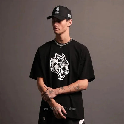 2024 DARC SPORT WOLVES2024New Skull Print T Shirt for Mens 100% Cotton T-shirts Summer Skateboard Short Sleeve Tee Skate Tops