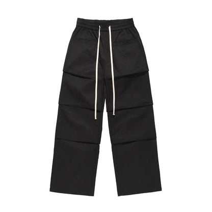 HOUZHOU Baggy Cargo Pantalon Homme Hip Hop Noir Cargo Pantalon Homme Designer Parachute Kaki Lâche Streetwear Plissé Coton Décontracté