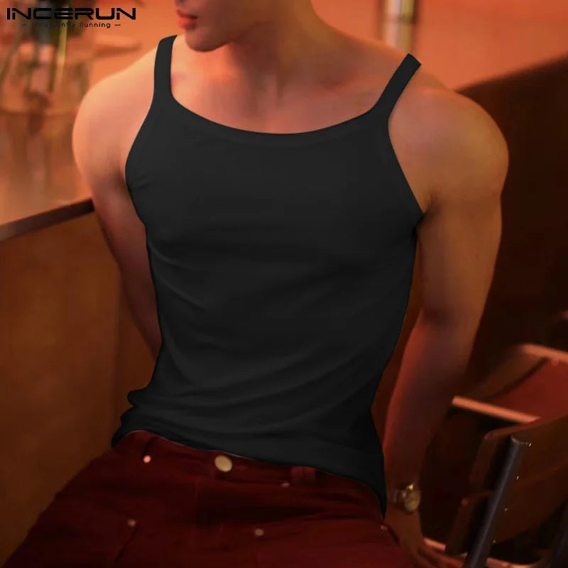 INCERUN Tops 2024 Korean Style Mens Summer Hot Selling Thin Vests Fashion Sexy Male Comfortable Solid Sleeveless Tank Tops S-5XL