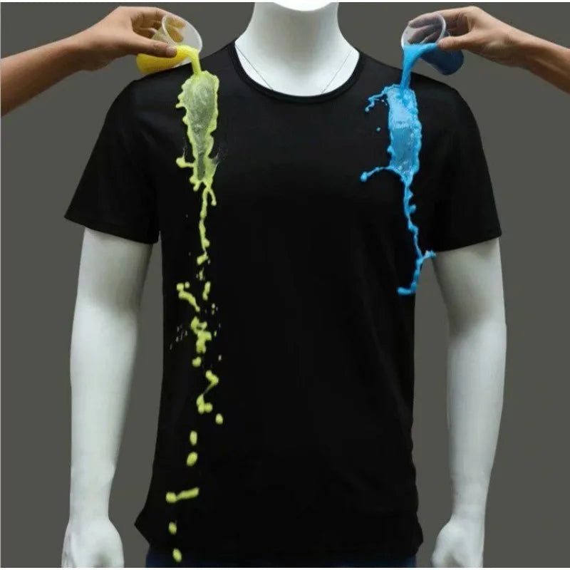 Neues atmungsaktives T-Shirt für Herren, für den Sommer, hydrophob, wasserdicht, schmutzabweisend, Oberteile, T-Shirt, schmutzabweisender Stoff, elegantes minimalistisches Hemd