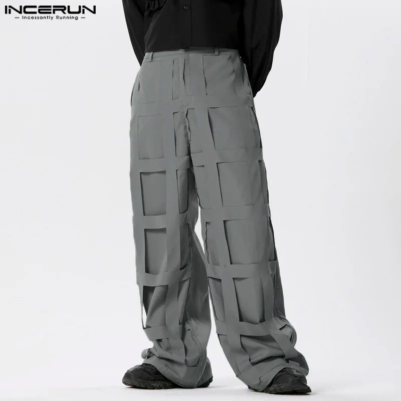 INCERUN 2024 Amerikanischen Stil herren Pantalons Persönlichkeit Dekonstruktion Design Hosen Casual Streetwear Solide Lange Hosen S-5XL