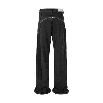 RO Style Spirale Longue Fermeture Éclair Droite Baggy Jeans pour Hommes et Femmes Streetwear Y2k Pantalones Hombre Pantalons en Denim Décontractés