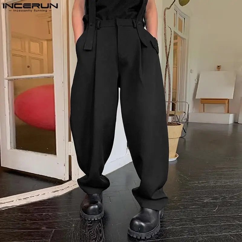 INCERUN 2023 Korean Style New Men's Fashionable Solid Rompers Casual Streetwear Male Hot Selling All-match Cargo Jumpsuits S-5XL