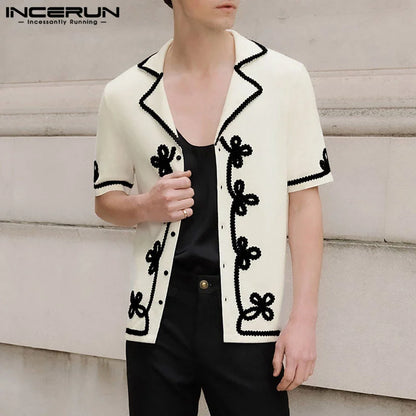 INCERUN Tops 2024 American Style Mens Fashion Printed Pattern Design Shirts Casual Streetwear Hot Sale Long Sleeved Blouse S-5XL