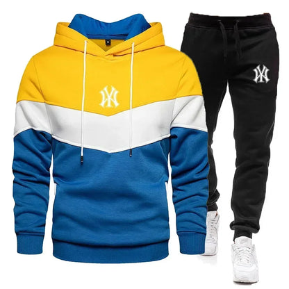 Nouveaux ensembles pour hommes printemps automne sweat à capuche zippé et pantalon 2 pièces survêtement décontracté marque masculine course jogging vêtements de sport costume